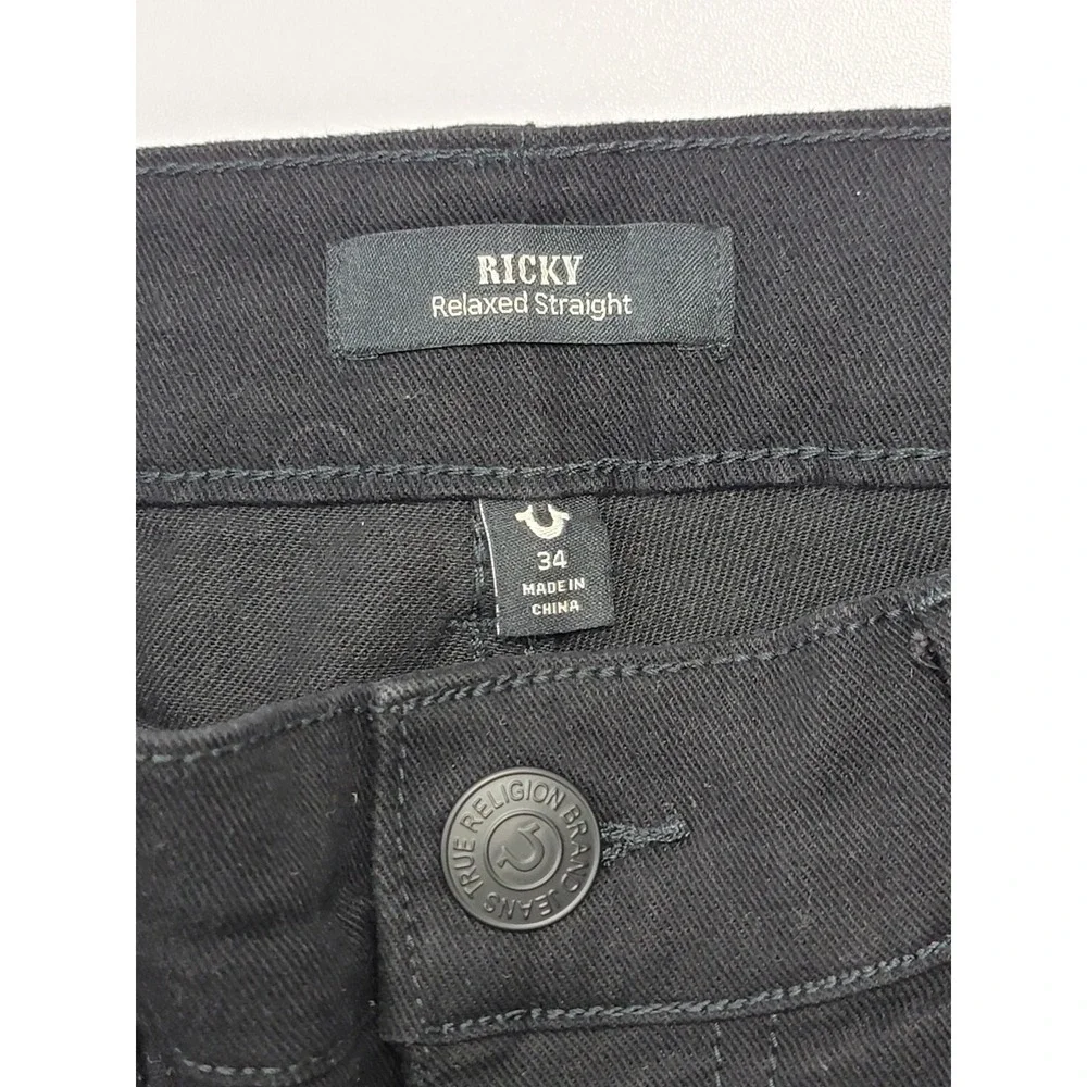 True Religion Mens Ricky Jeans Relaxed Straight Black 105713 Size W34XL32 New
